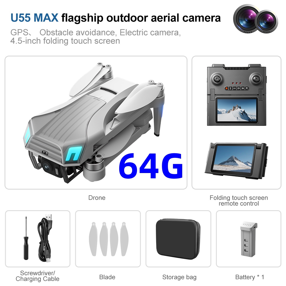 Drone Gimbal 2 Axis - NCZOBOE U55 Drone GPS Profesional Dengan