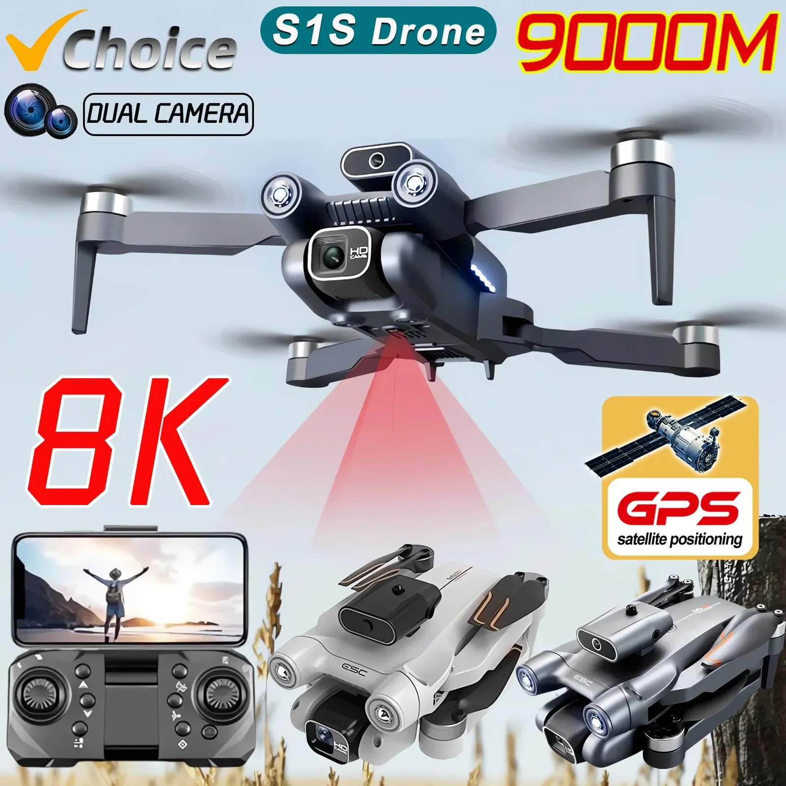 S1S Drone kamera GPS 5G 8K pro - Drone Gimbal Brushless ulasan dan harga